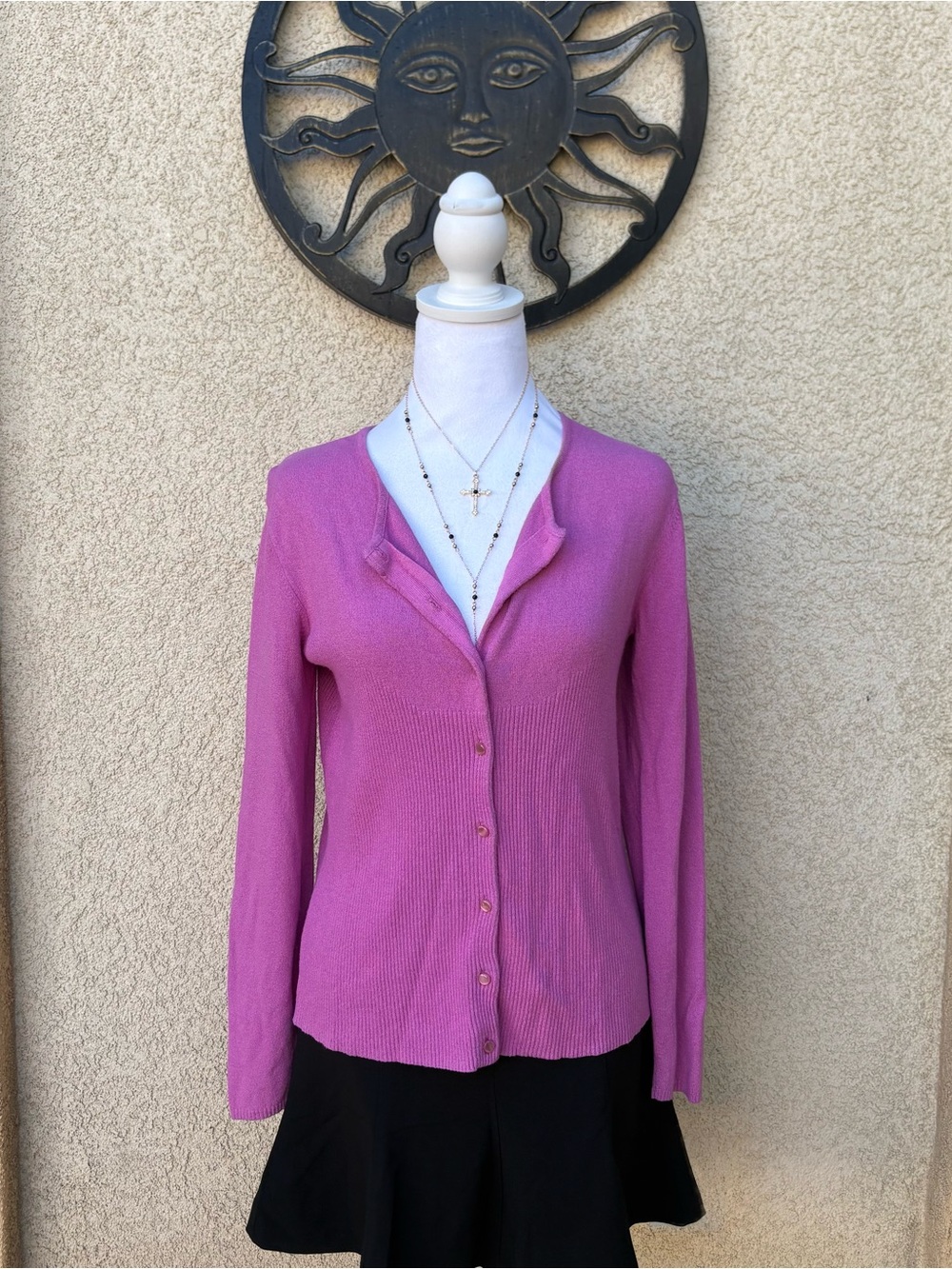Hillard & Hanson Pink Button-Up Cardigan Sweater 90s Y2K Coquette Preppy